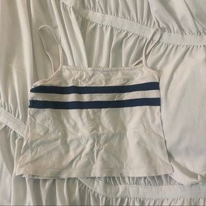 john galt brandy melville blue striped cotton tank crop top